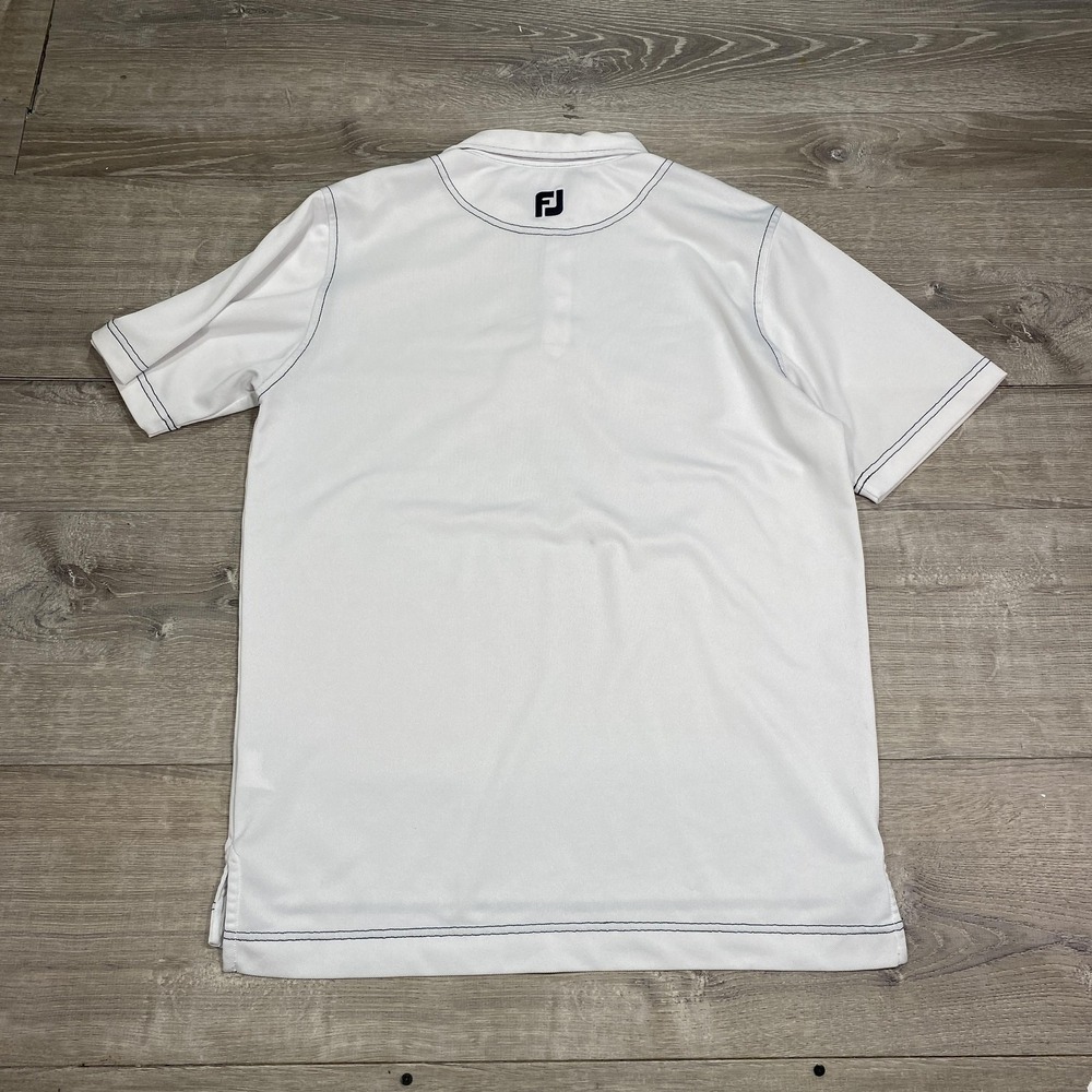 FootJoy Polo Shirt Mens Medium White Athletic Fit Golf Performance‎ Stretch - Picture 6 of 11